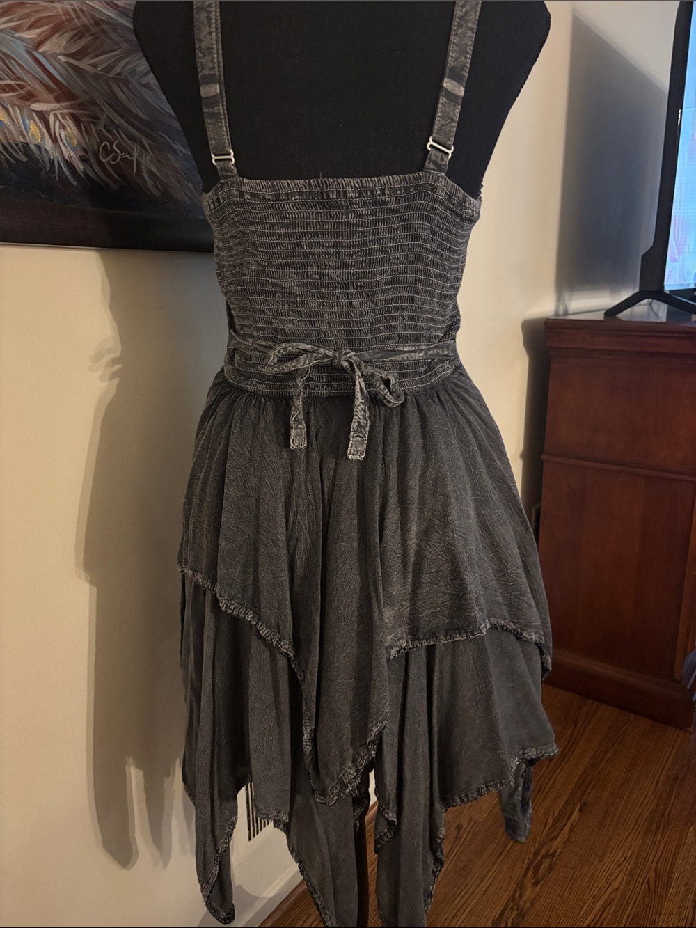 Lapogee OS Fairy Festival Hippie Gray Black Dress - Picture 3 of 4